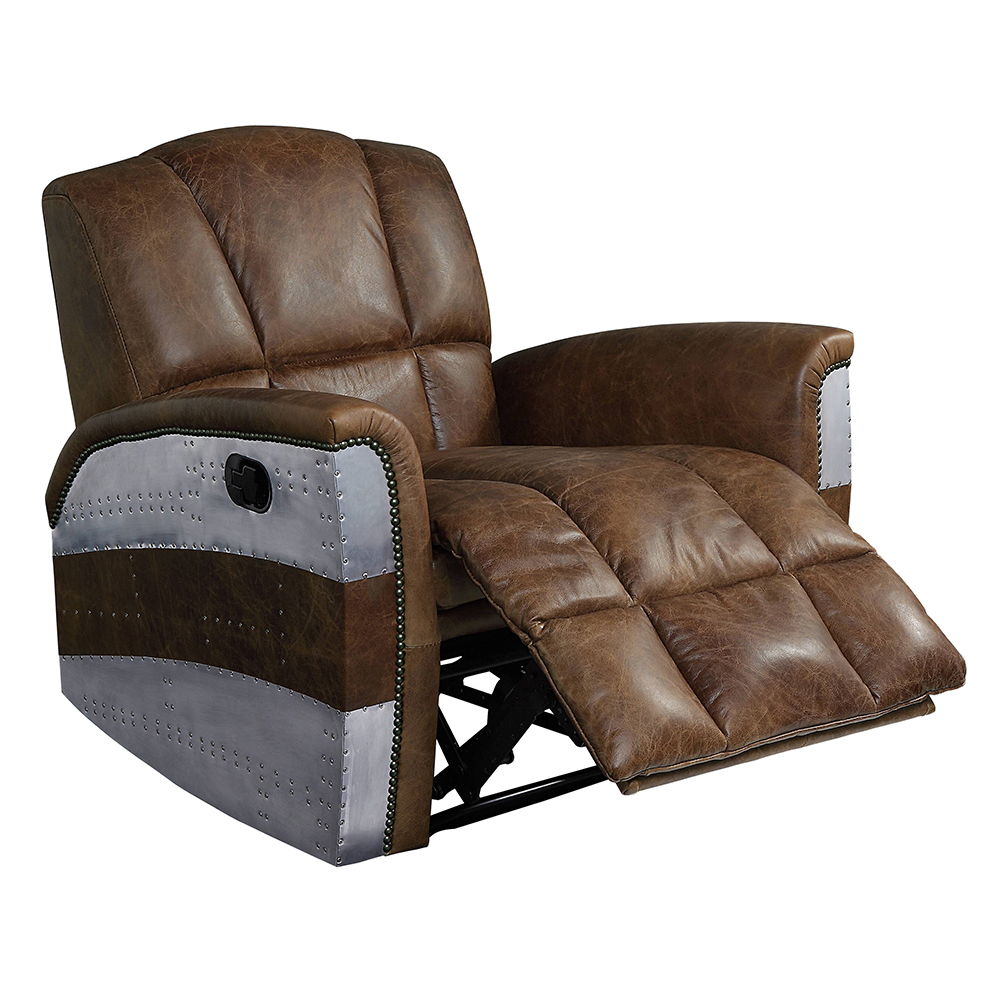 Brancaster - Power Motion Recliner - Retro Brown Top Grain Leather & Aluminum