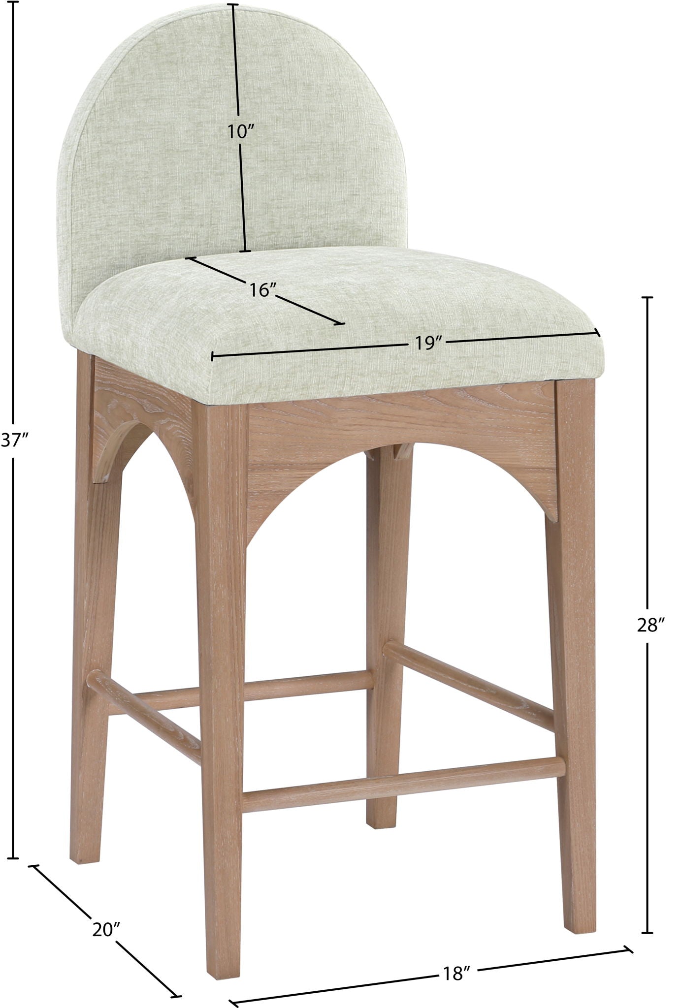 Waldorf - Chenille Stool With Natural Legs