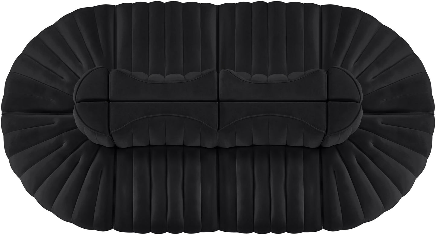 Rummi - Oval Velvet Performance Fabric Upholstered 8 Piece Modular Sectional