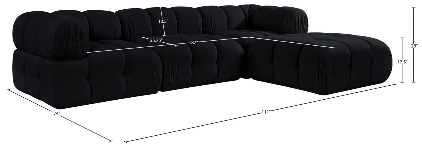 Orin - Velvet 4 Piece Modular Sectional With Chaise