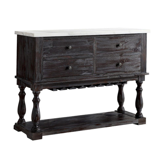 Gerardo - Server - White Marble Top & Weathered Espresso