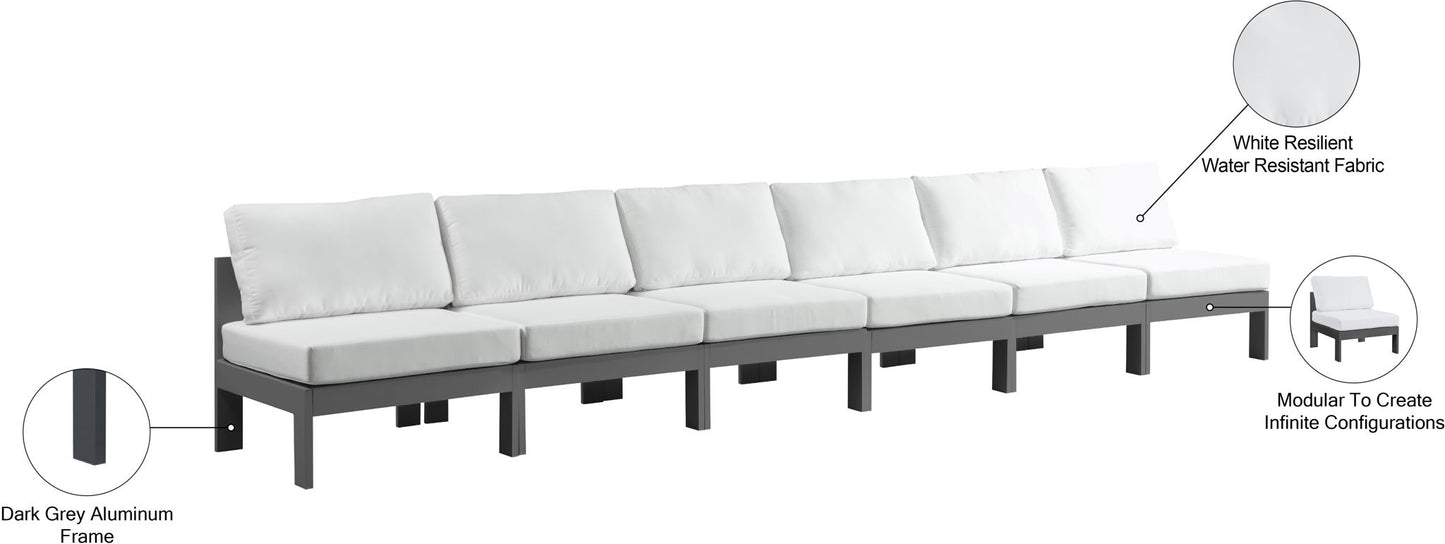 Nizuc - Outdoor Patio 6 Seat Armless Modular Sofa With Gray Frame