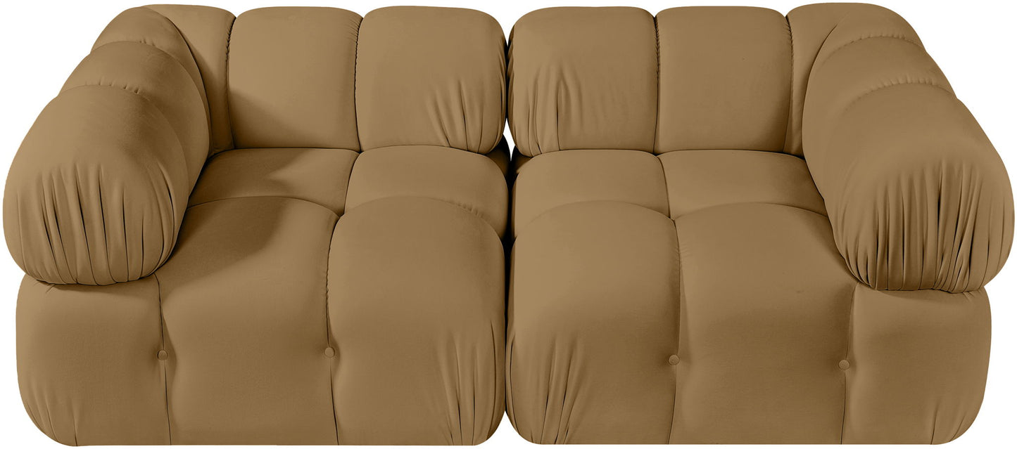 Orin - Velvet Performance Fabric Upholstered 2 Piece Modular Sofa (2 Corner Chairs)