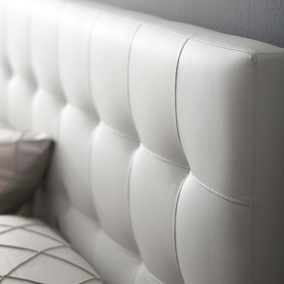 Lily Upholstered Vinyl Headboard - Queen, White