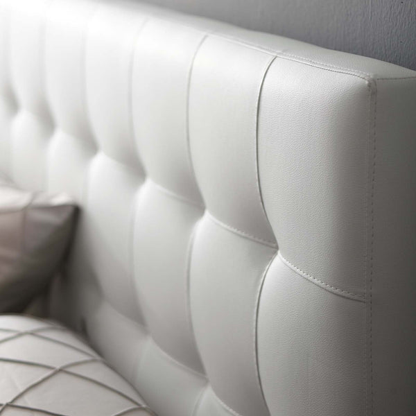 Lily Upholstered Vinyl Headboard - Queen, White