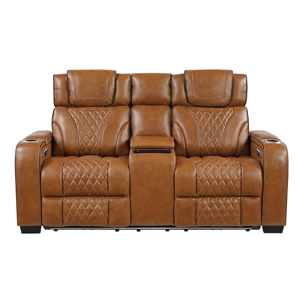 Apex Power Double Reclining Love Seat with Center Console, Power Headrests, Storage Arms with Cup Holders, Wireless charger, Air Massage and Heat, LED Lighting and Charging Ports