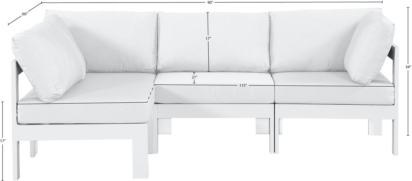 Nizuc - Outdoor Patio 4 Piece Modular Sectional With White Frame