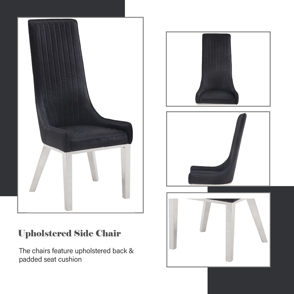Gianna - Side Chair (Set of 2) - Black Velvet & Stainless Steel