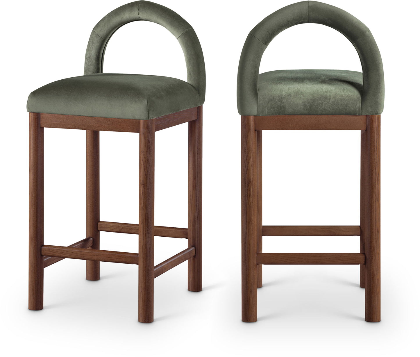 Conrad - Velvet Counter Stool With Brown Legs