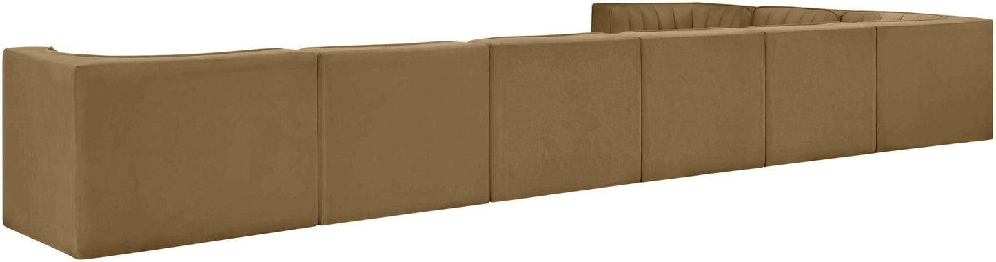 Rummi - Velvet Performance Fabric Upholstered 8 Piece Modular Sectional (With 3 Corner Chairs)