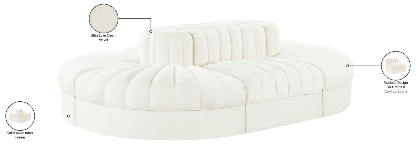 Rummi - Oval Velvet Performance Fabric Upholstered 6 Piece Modular Sectional
