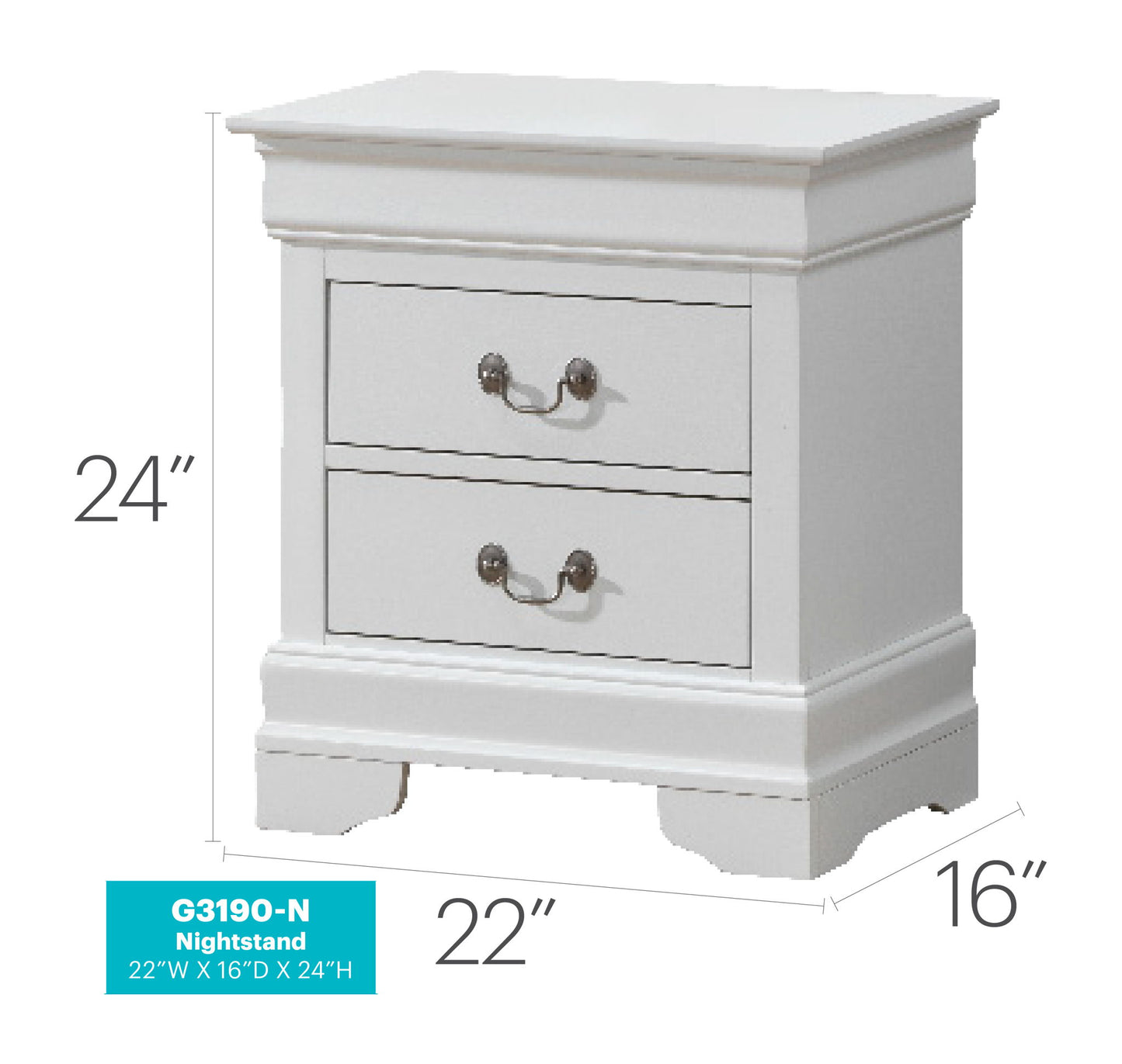 Glory Furniture - Louis Phillipe - 2 Drawer Nightstand