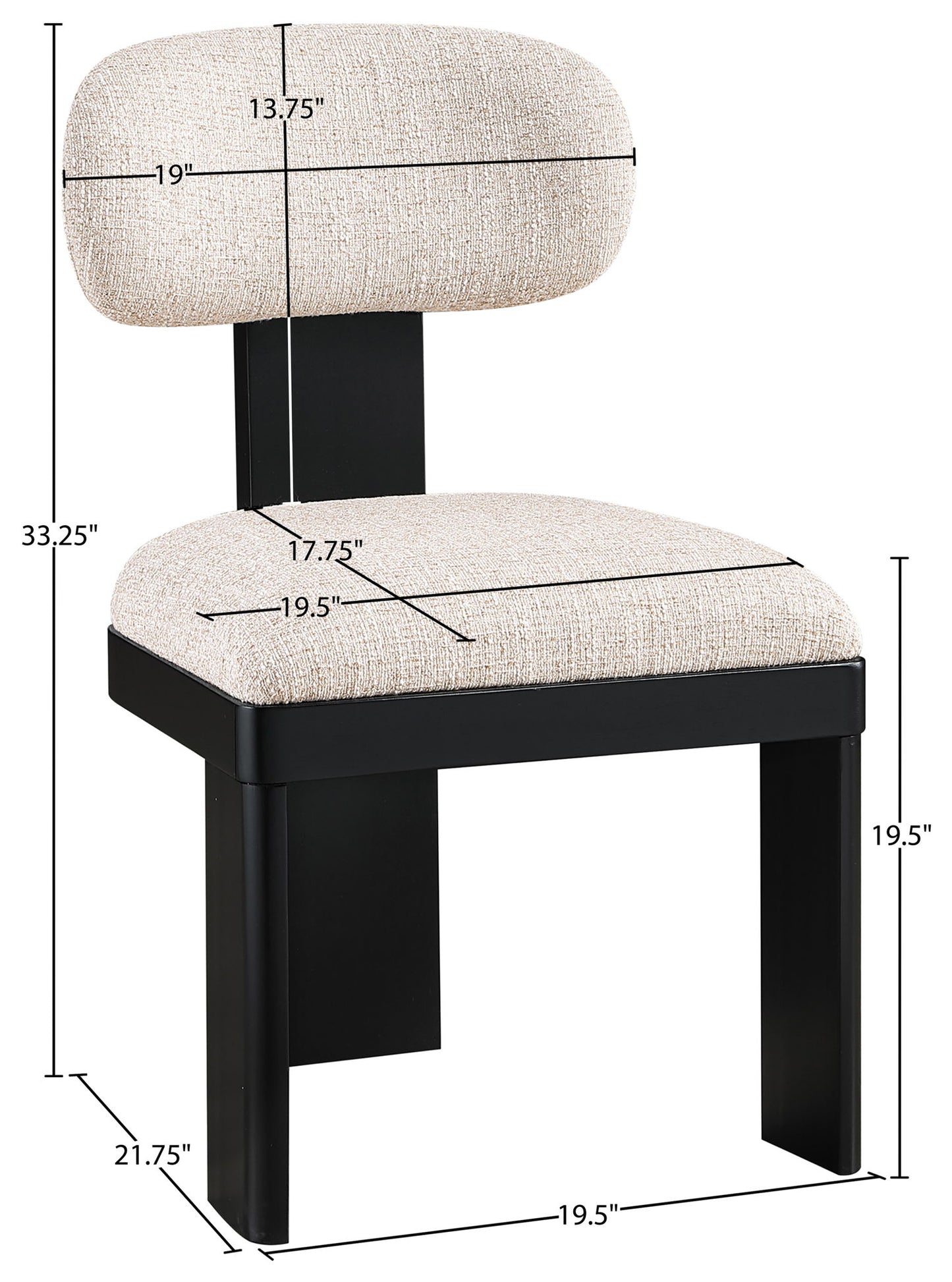 Timbra - Linen Textured Fabric Upholstered Dining Chair (Set of 2) - Black Base