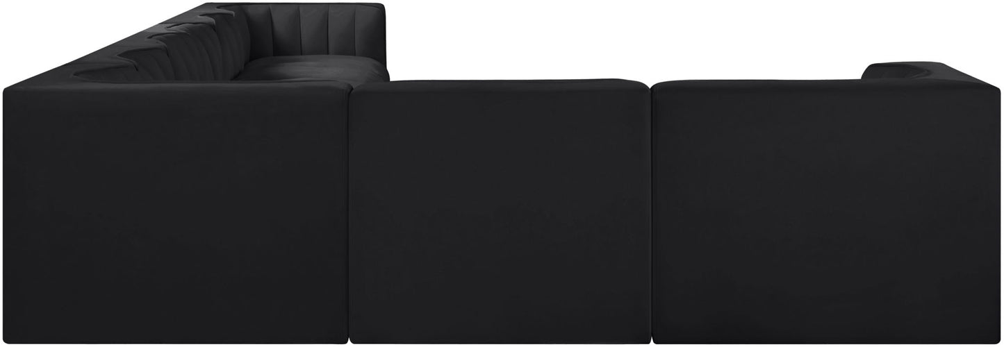 Rummi - Velvet Performance Fabric Upholstered 8 Piece Modular Sectional (With 3 Corner Chairs)