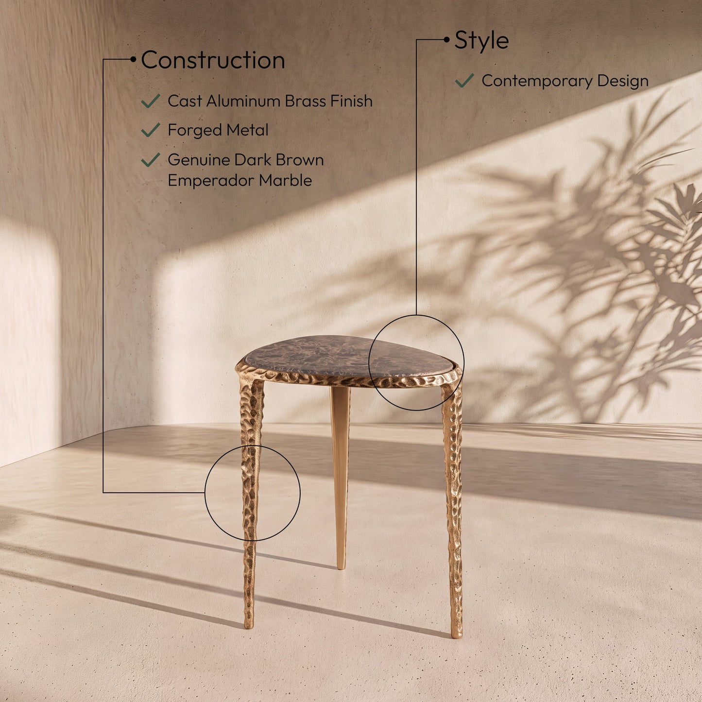 Gild - Aluminum Base And Genuine Marble Top Table