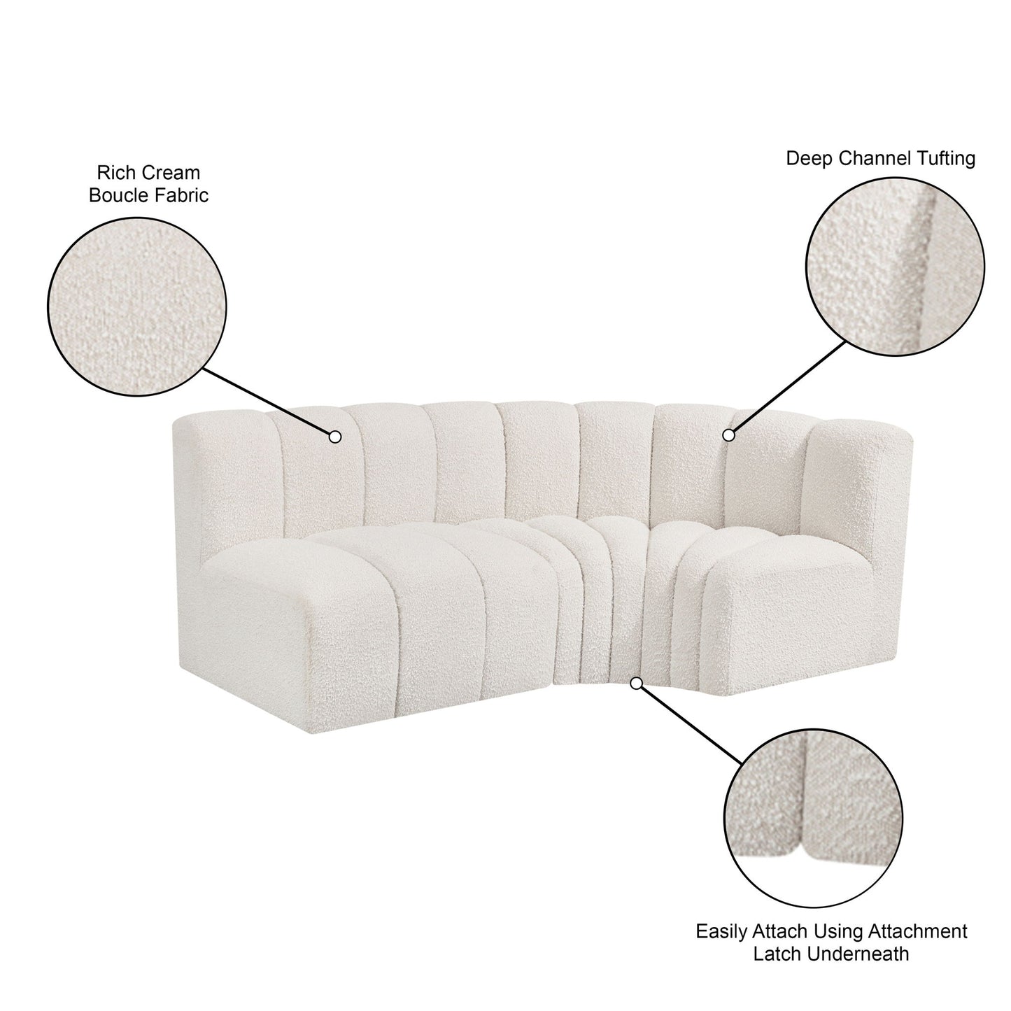 Arc - Boucle Fabric 3 Piece Sofa