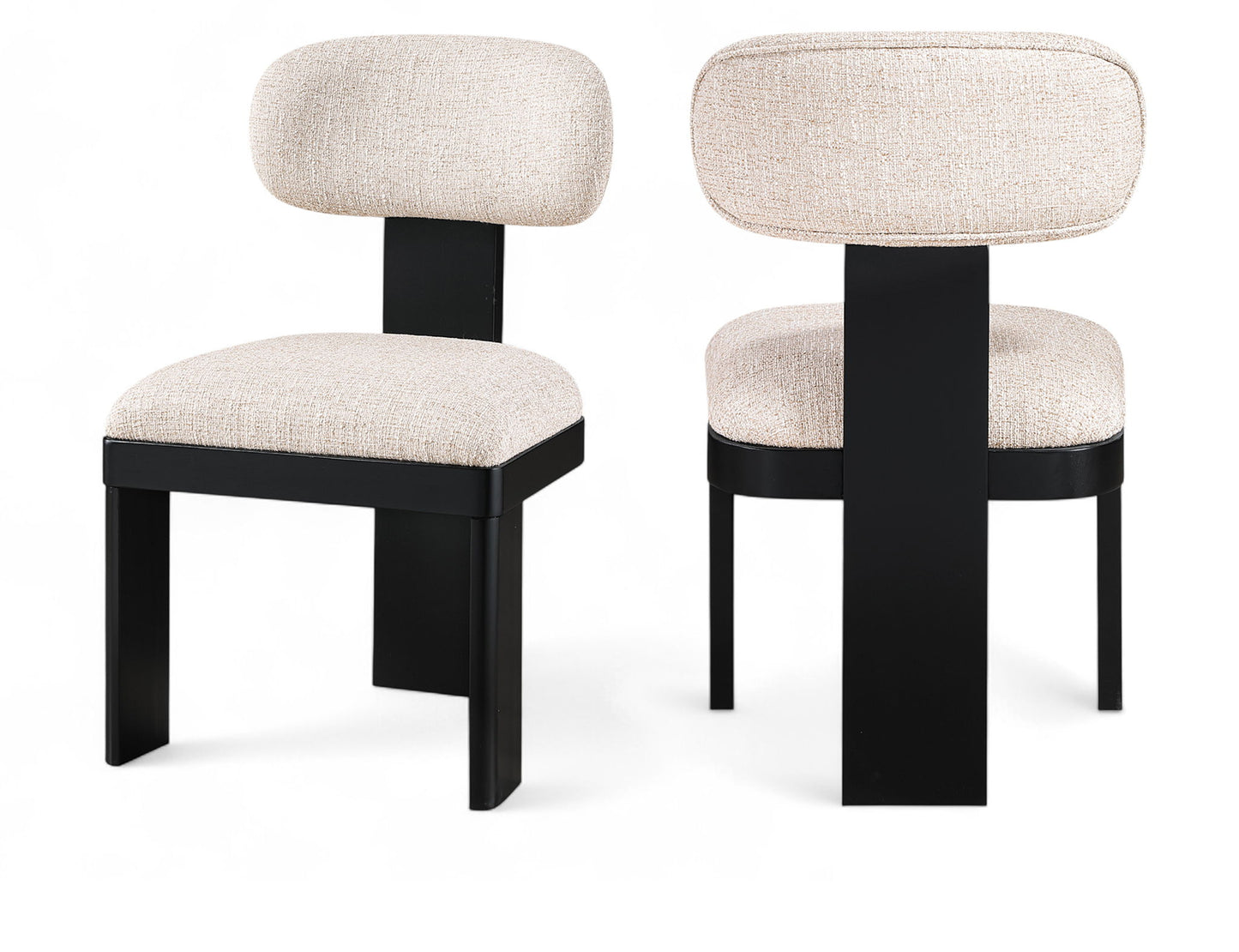 Timbra - Linen Textured Fabric Upholstered Dining Chair (Set of 2) - Black Base