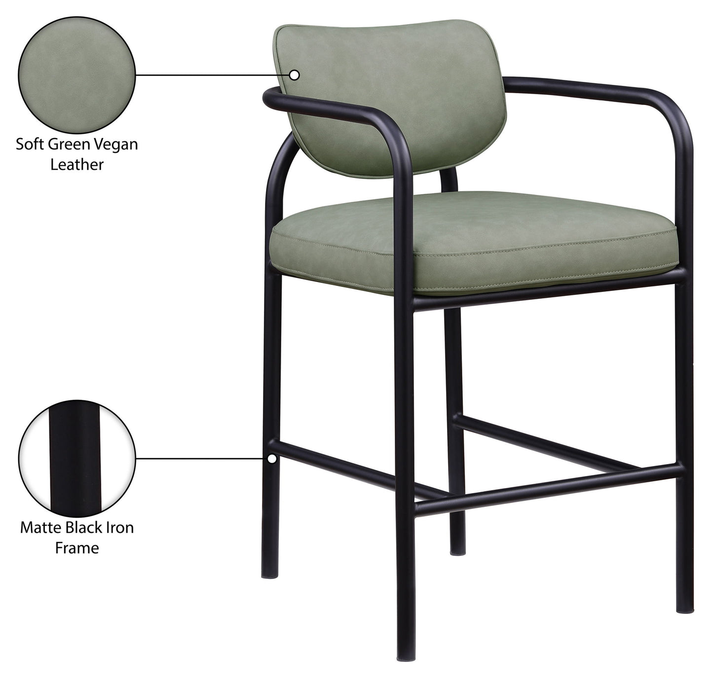 Serava - Vegan Leather Upholstered Bar Stool