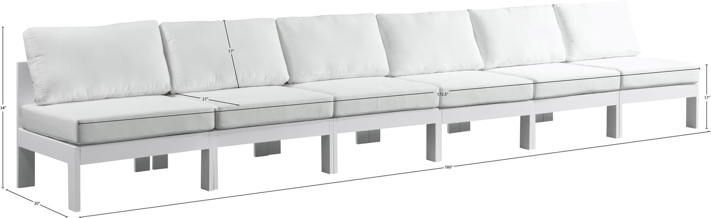 Nizuc - Outdoor Patio 6 Seat Armless Modular Sofa With White Frame