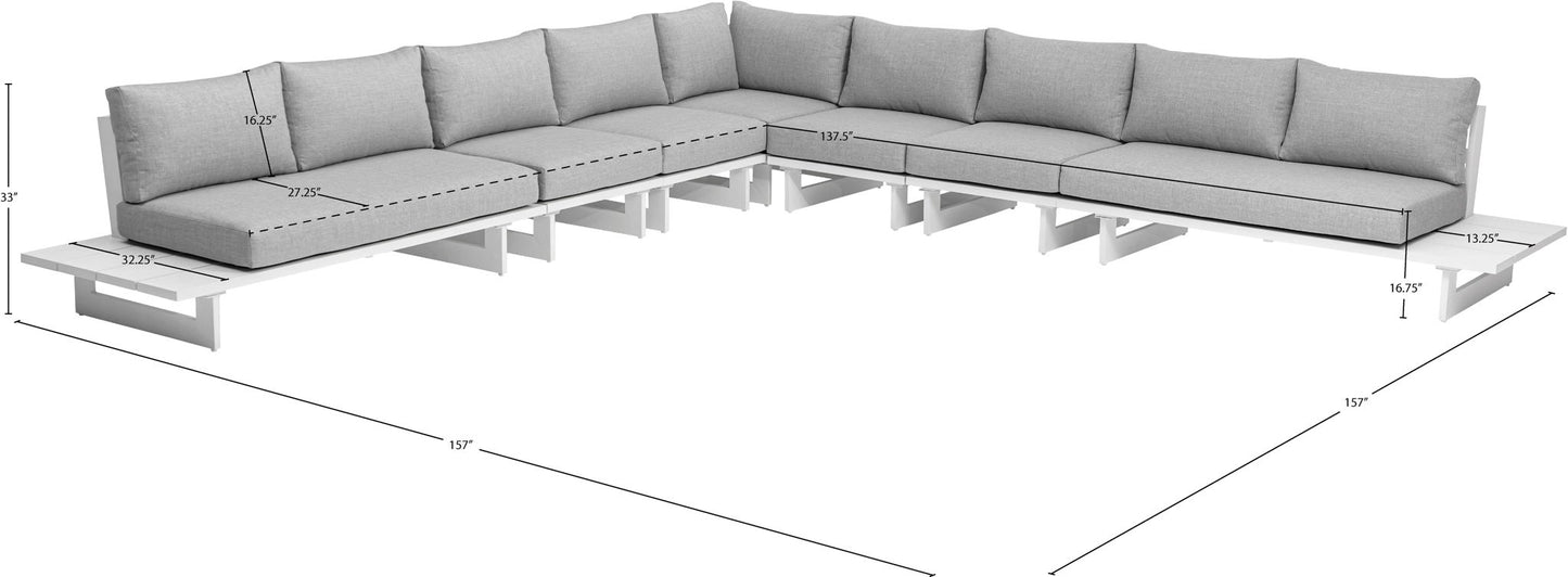 Maldives - 7 Piece Water Resistant Outdoor Patio Modular Sectional With White Base