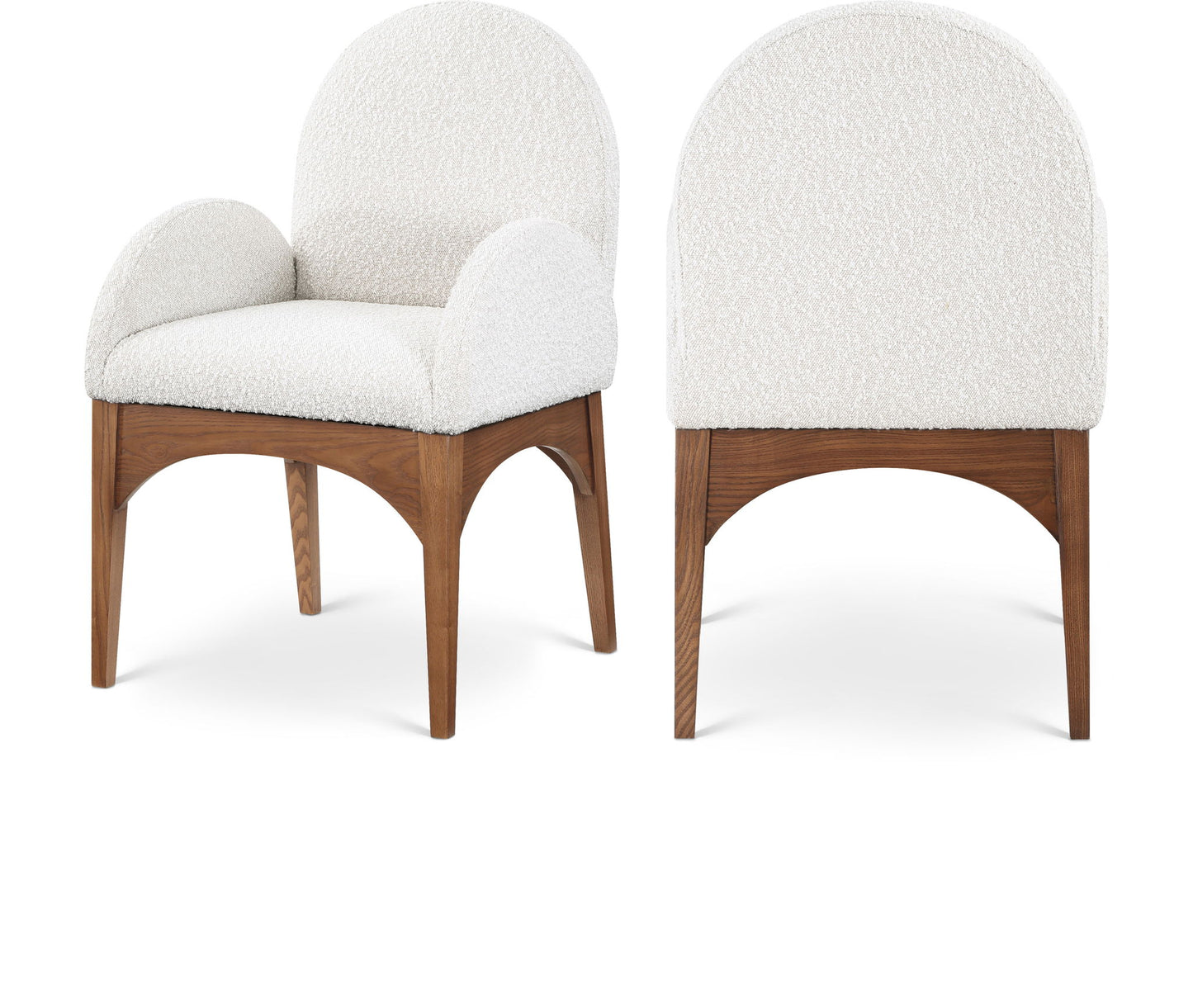 Waldorf - Boucle Dining Arm Chair With Brown Legs