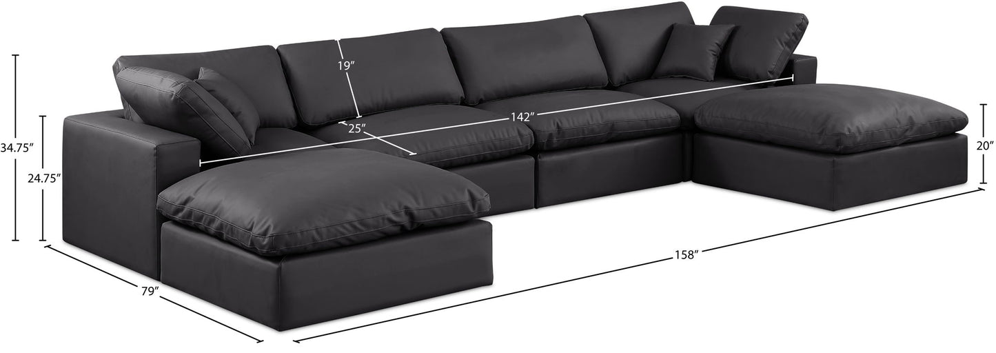 Comfy - 6 Piece Faux Leather Modular Double Chaise Sectional