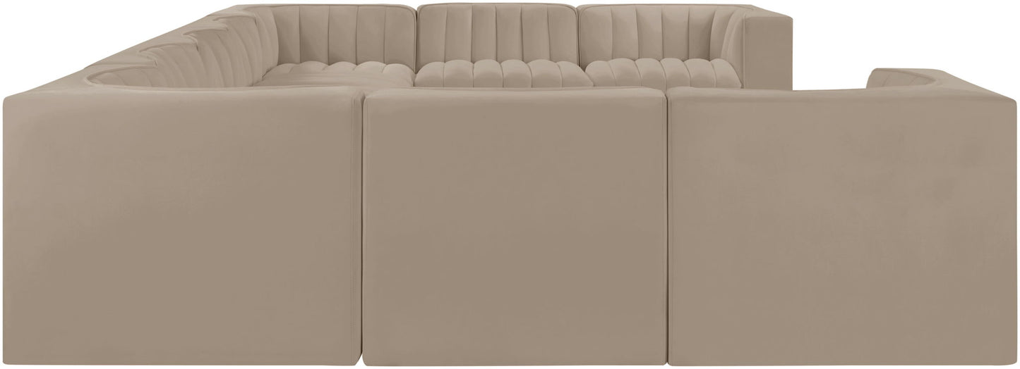 Rummi - Velvet Performance Fabric Upholstered 9 Piece Modular Sectional