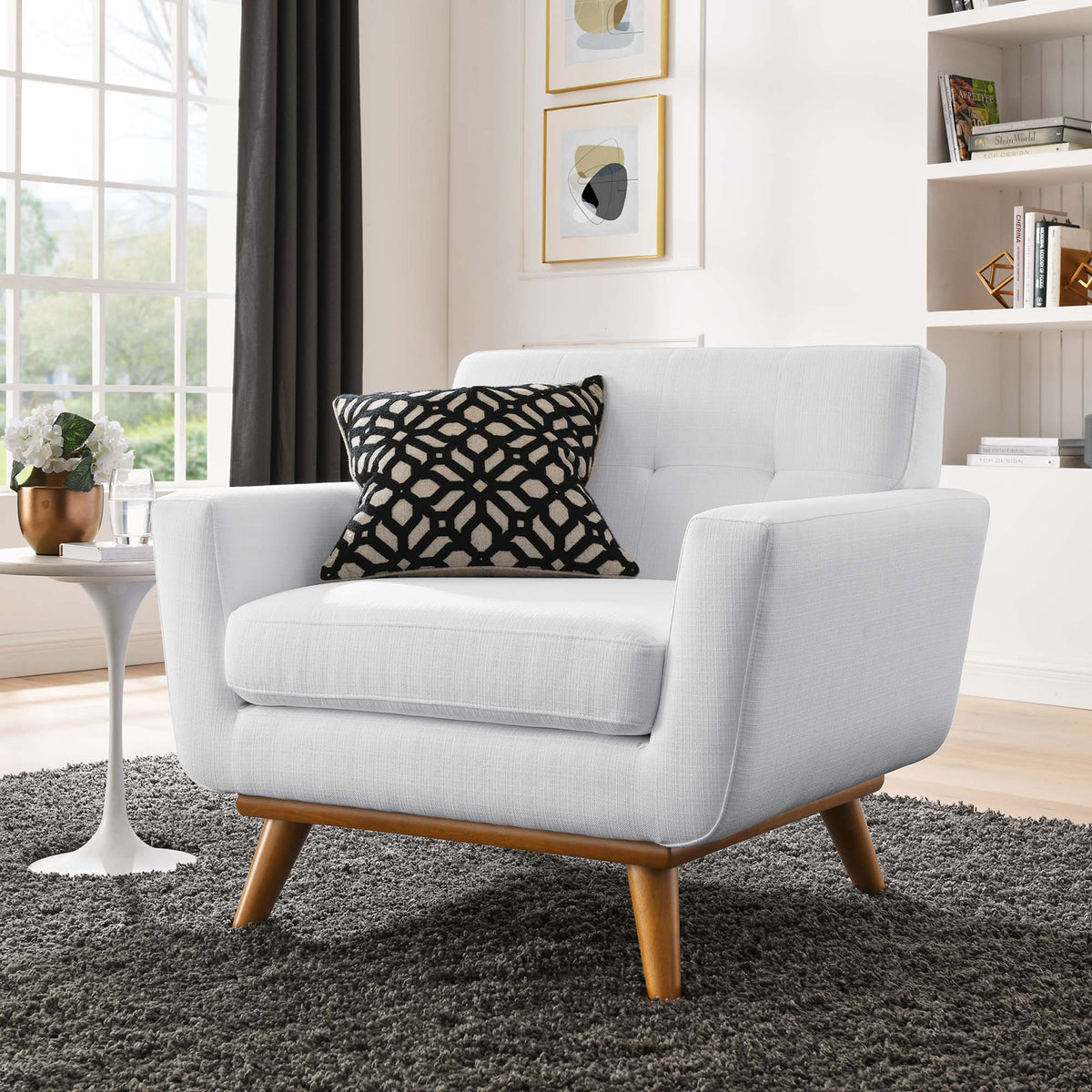 Engage Upholstered Fabric Armchair - White