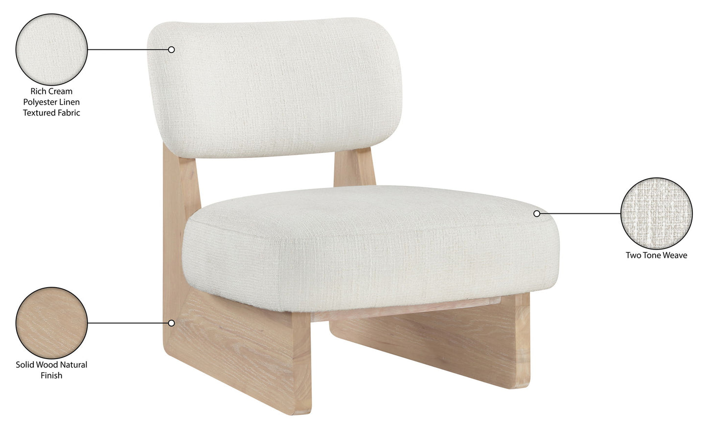 Vetra - Linen Textured Fabric Upholstered Accent Chair With Natural Base