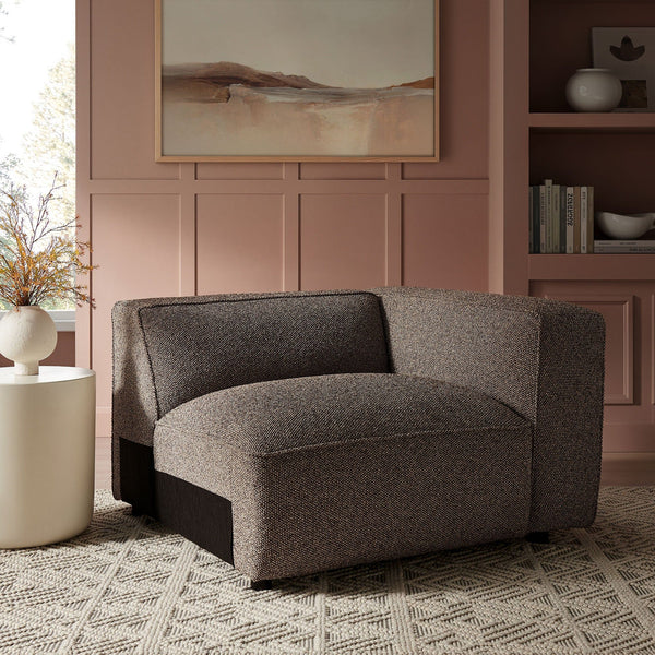 Auren Lattice Boucle Upholstered Modular Right-Facing Arm Chair - Earth