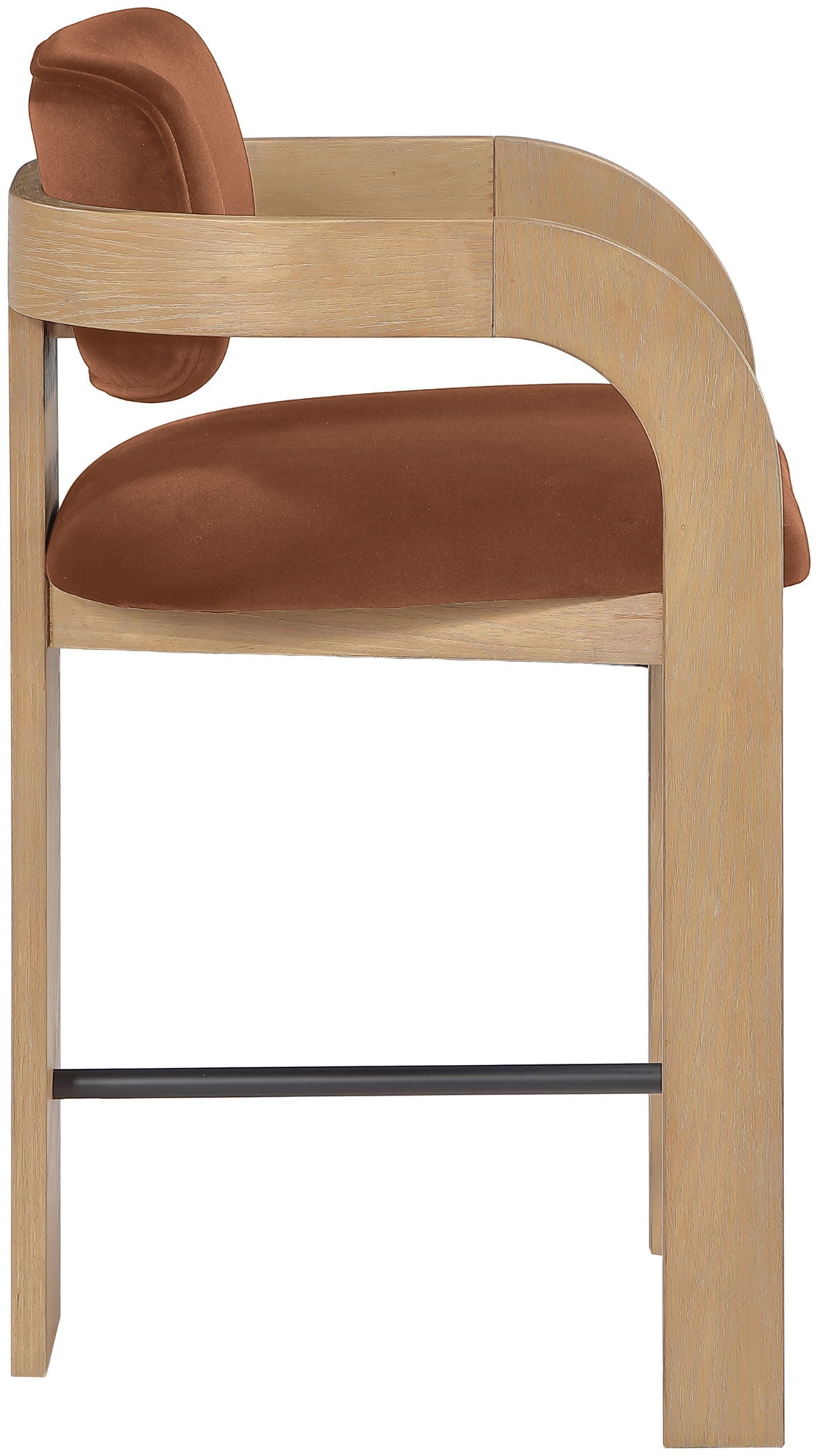 Cedra - Velvet Performance Fabric Upholstered Counter Stool - Cognac