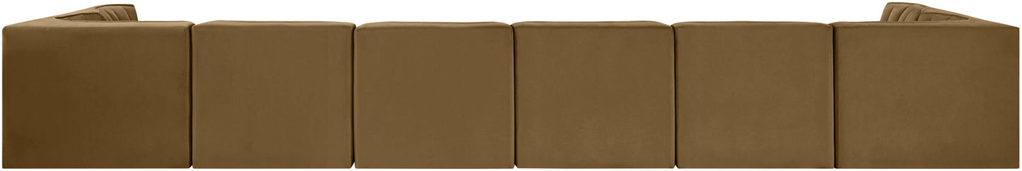 Rummi - Velvet Performance Fabric Upholstered 8 Piece Modular Sectional (With 2 Corner Chairs)