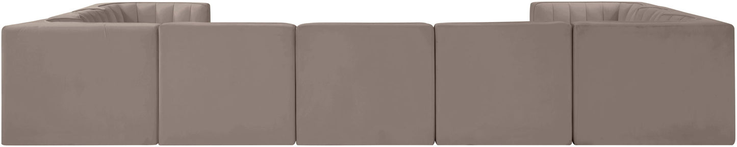 Rummi - Velvet Performance Fabric Upholstered 9 Piece Modular Sectional