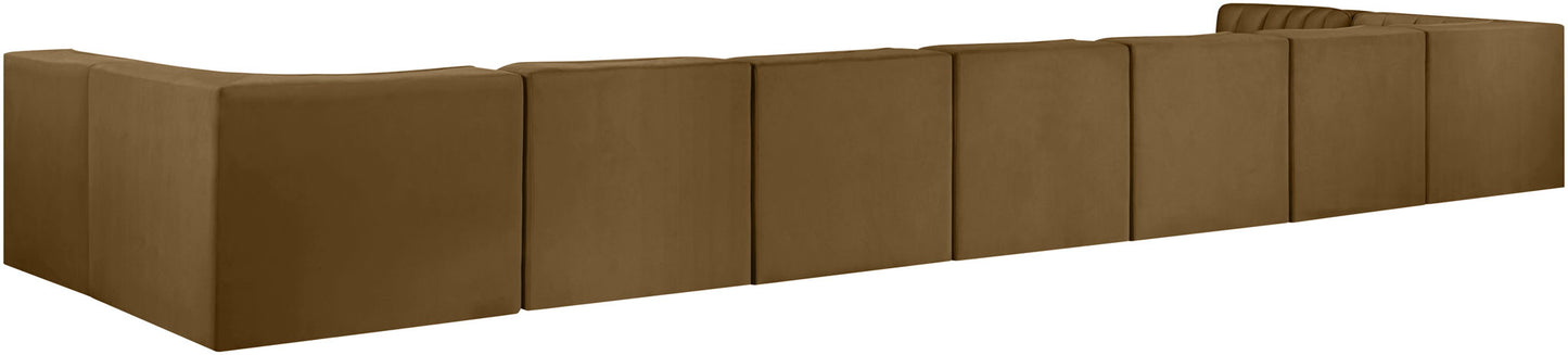 Rummi - Armless Velvet Performance Fabric Upholstered 9 Piece Modular Sectional