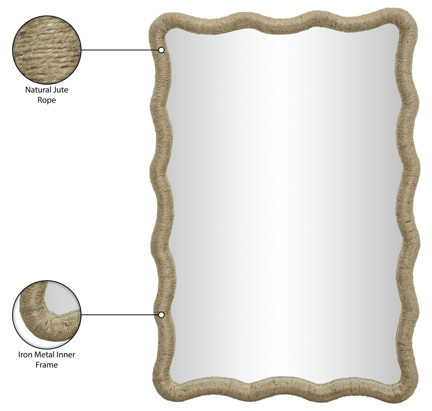 Meadow - Jute Rope Framed Mirror - Natural