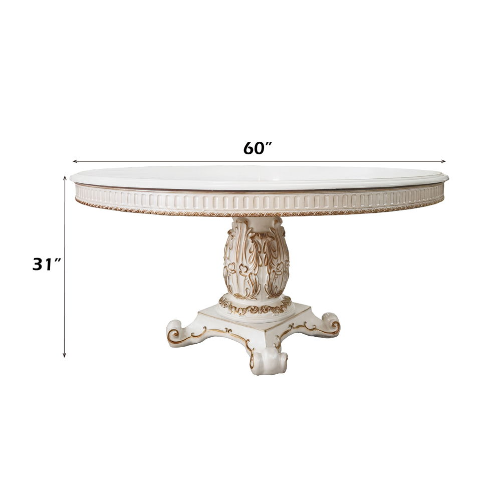 Vendome - 76" Round Dining Table With Pedestal Base - Antique Pearl
