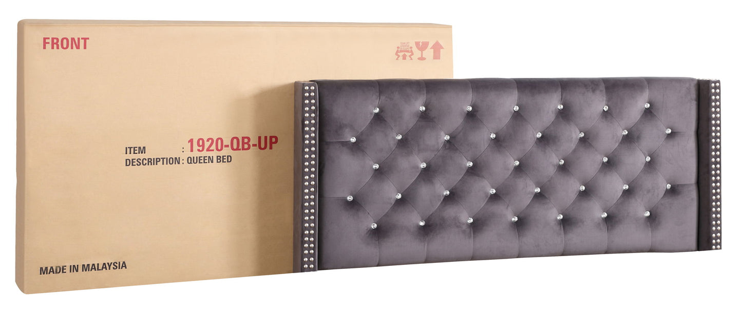 Glory Furniture - Julie - Faux Crystals Tufted Upholstered Bed