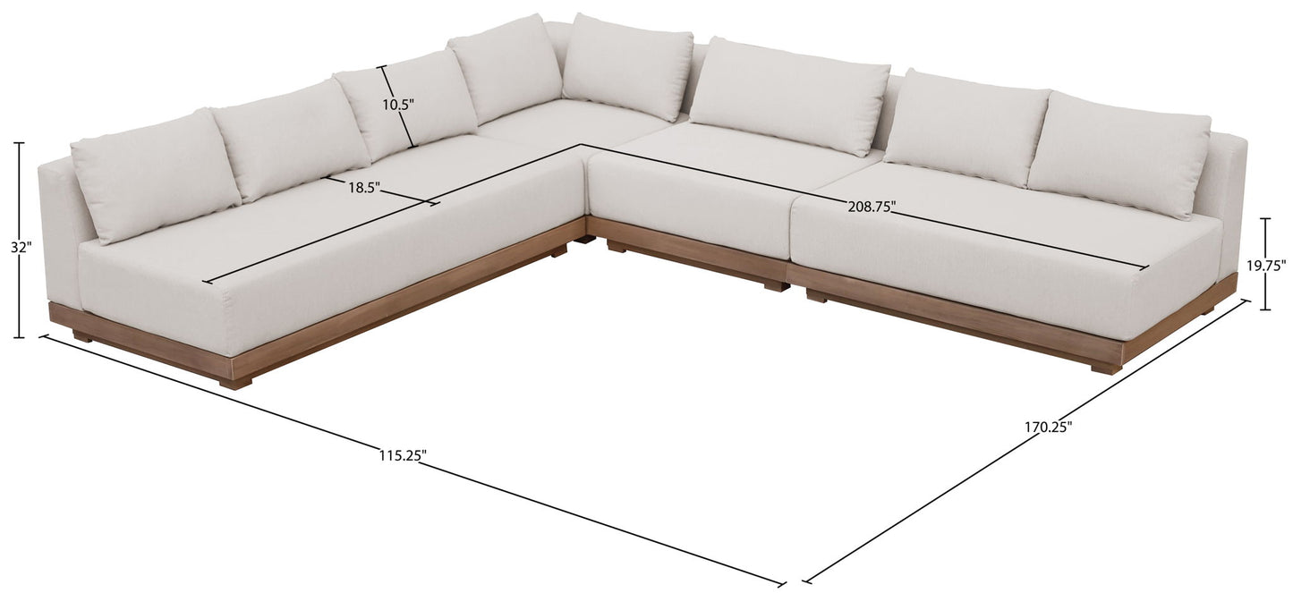 Solace - Olefin Performance Fabric 4 Piece Outdoor Patio Modular Sectional