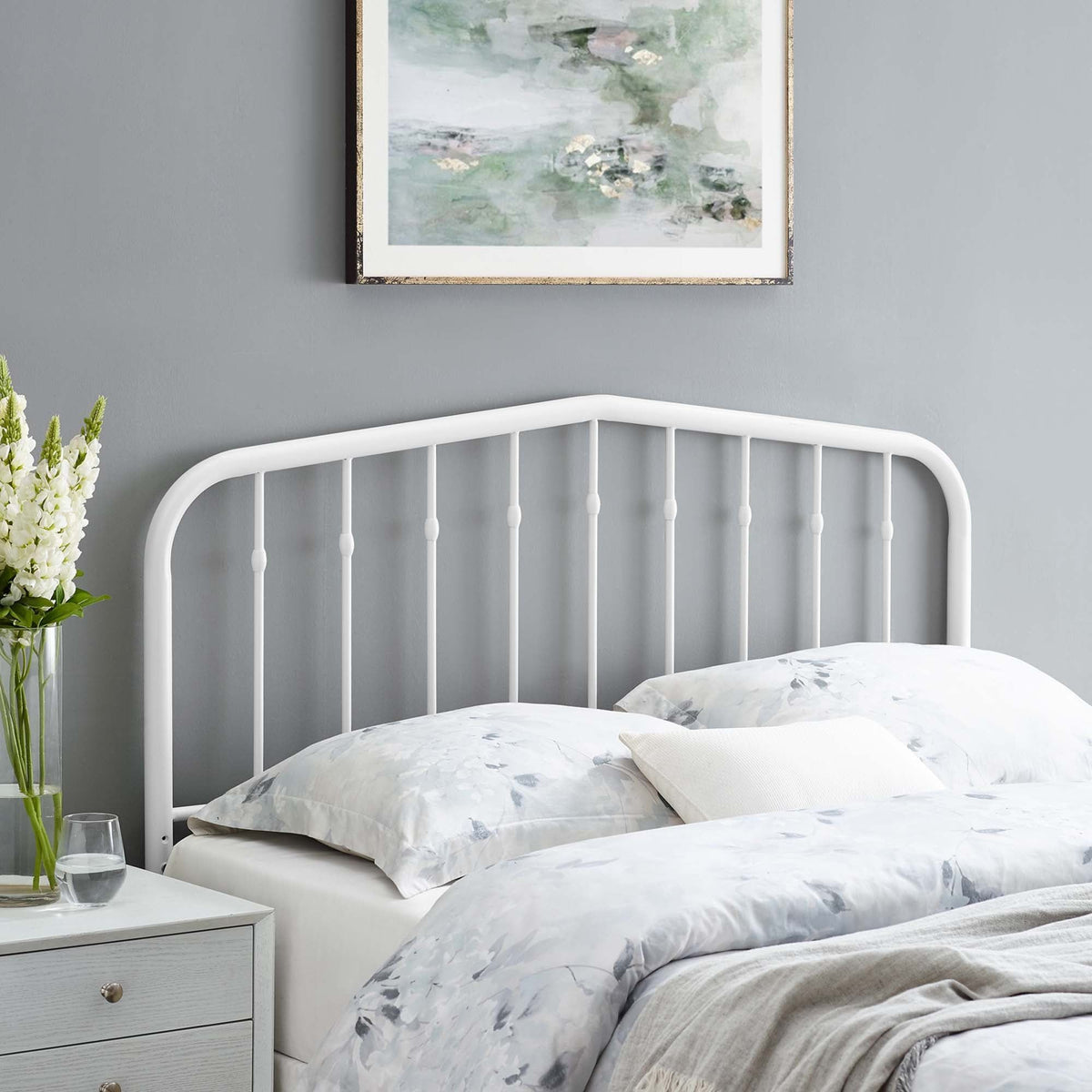 Lennon Metal Headboard - Queen, White