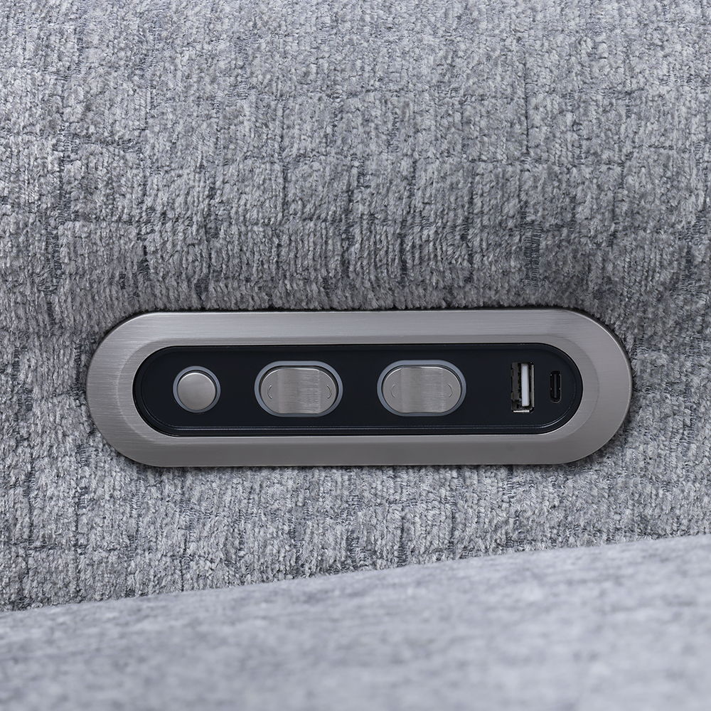 Fullar - Modular Power Motion Armless Recliner - Light Gray Chenille