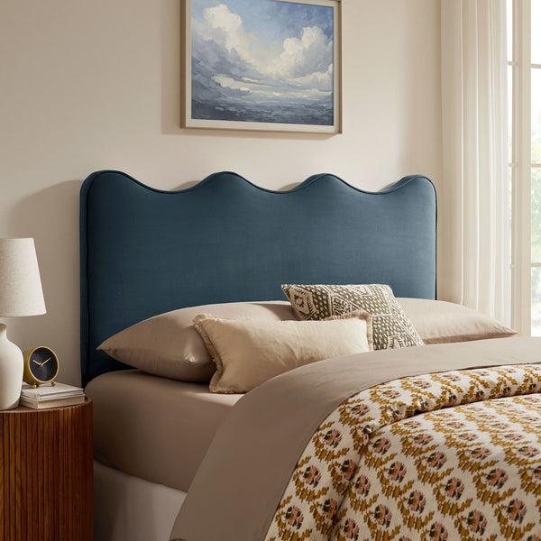 Athena Upholstered Headboard - Full, Cadet Blue