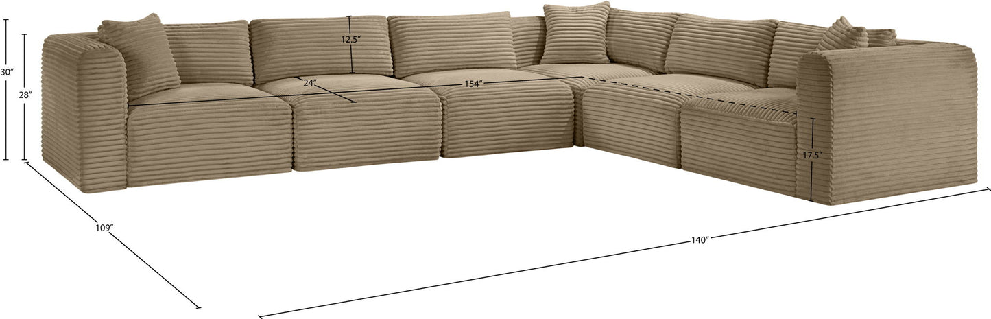 Shaggy - Fabric 6 Piece Modular Corner Sectional