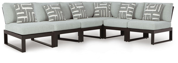 Beachloft - 6-Piece Outdoor Sectional - Black / Gray