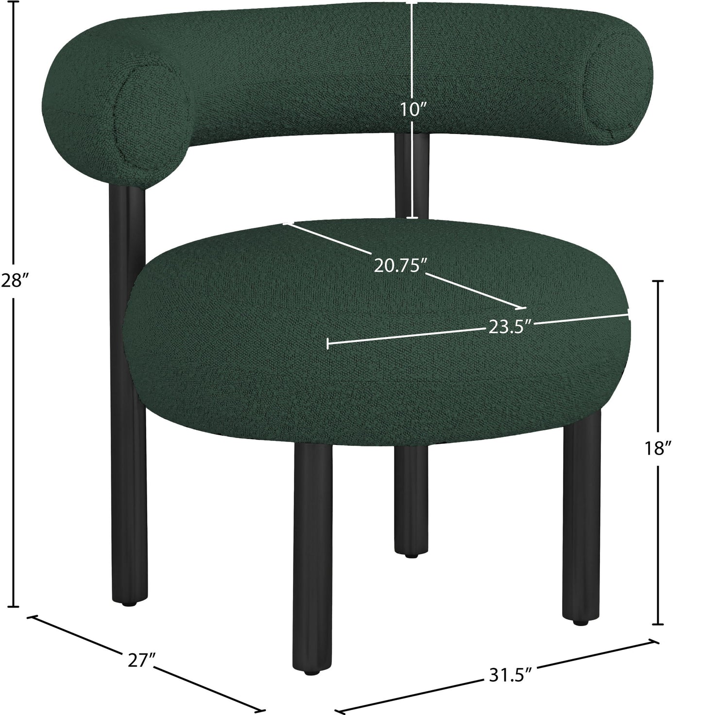 Bordeaux - Boucle Fabric Accent Chair With Black Legs