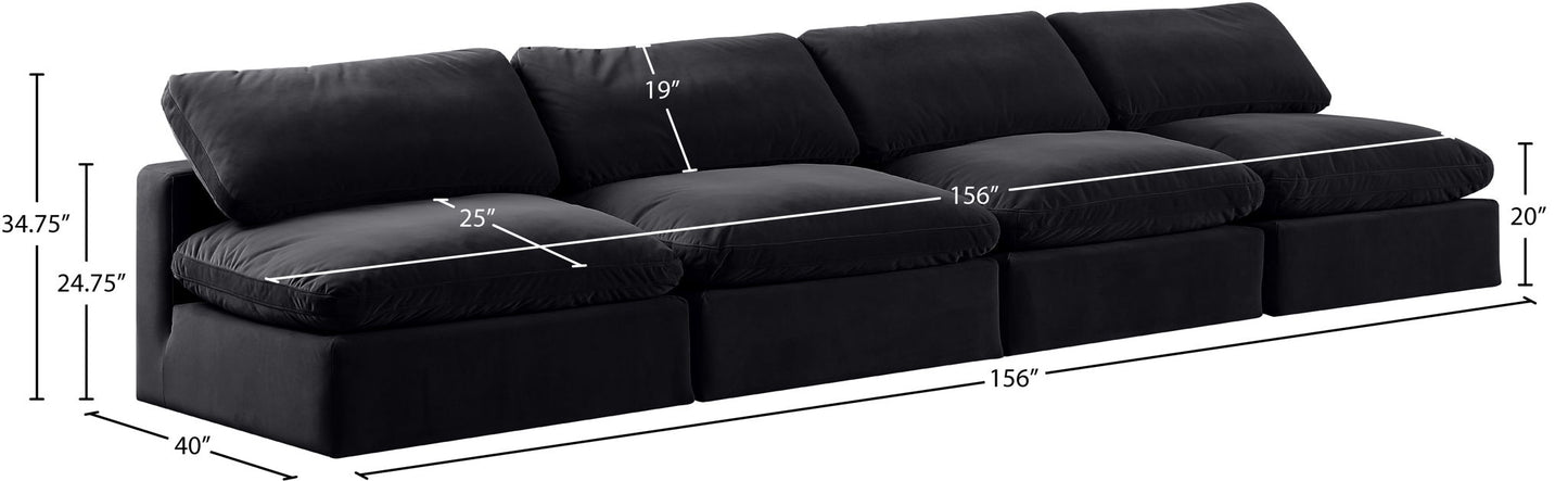 Comfy - Velvet Modular Armless Sofa 4 Seats