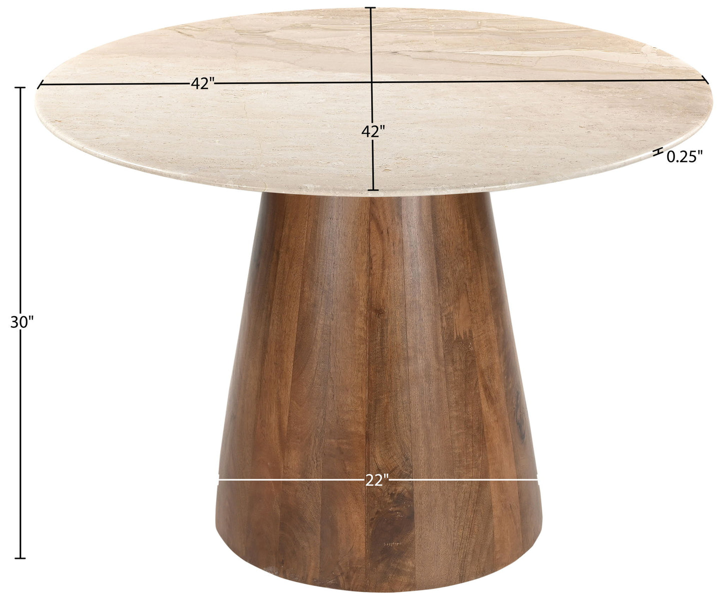 Liona - 42" Marble And Mango Wood Dining Table