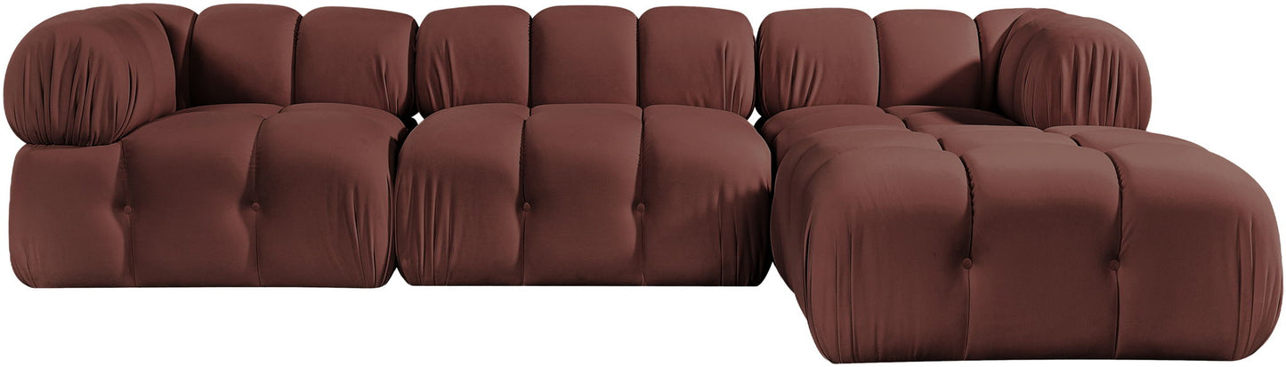 Orin - Velvet 4 Piece Modular Sectional With Chaise