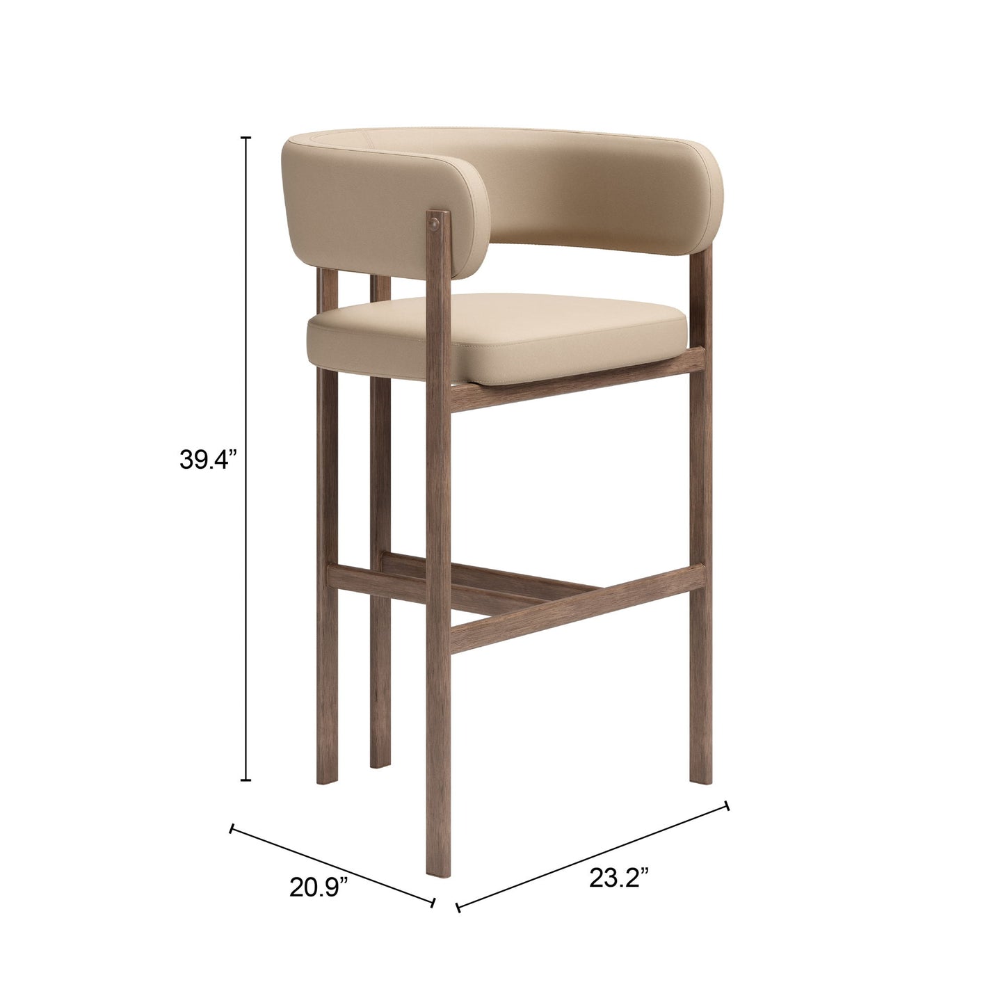 Ruge - Barstool (Set of 2) - Beige