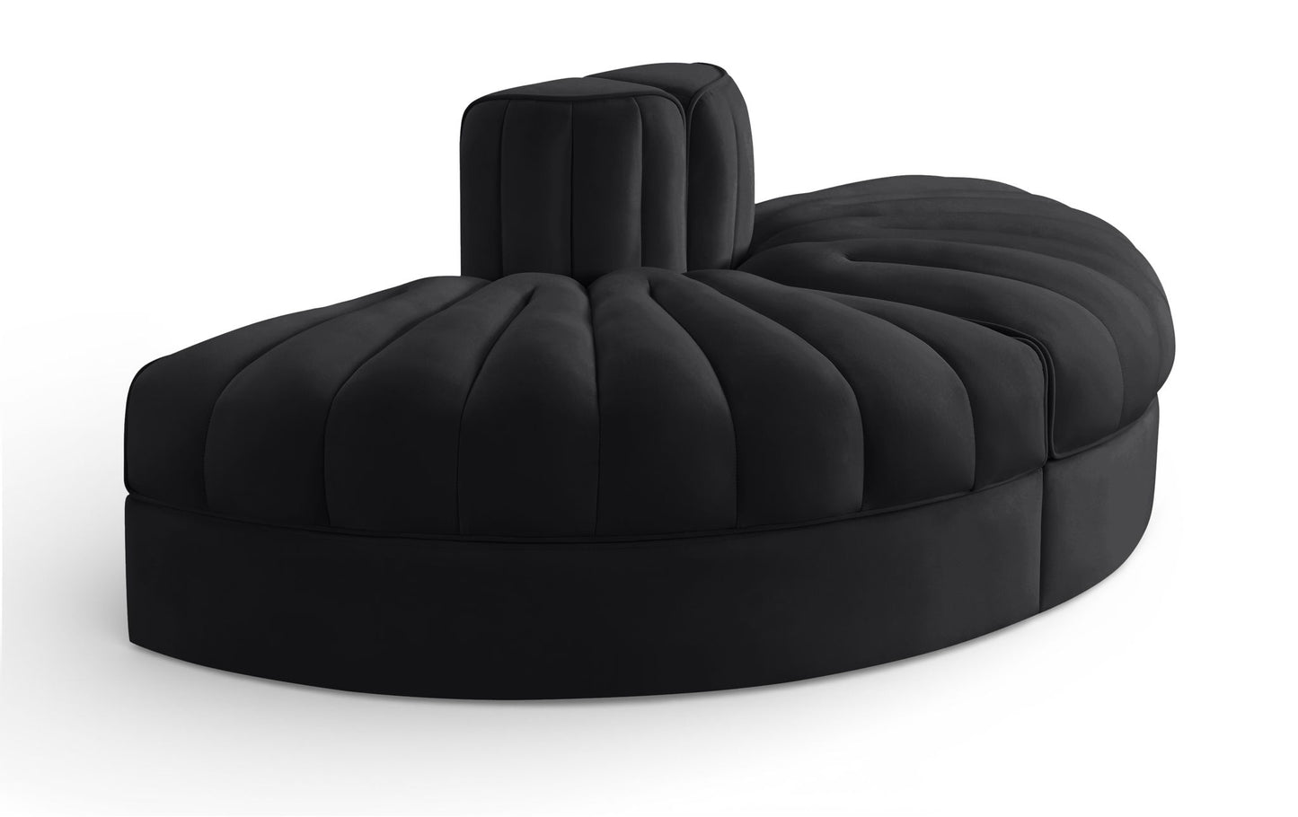 Rummi - Velvet Performance Fabric Upholstered 2 Piece  Rounded Modular Loveseat