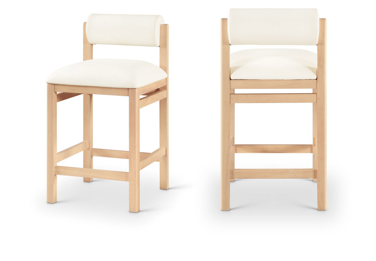Roundhill - Faux Leather Counter Stool - Natural Frame